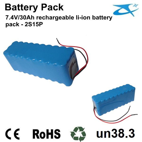 18650 lithium ion battery pack 7.4V/30Ah